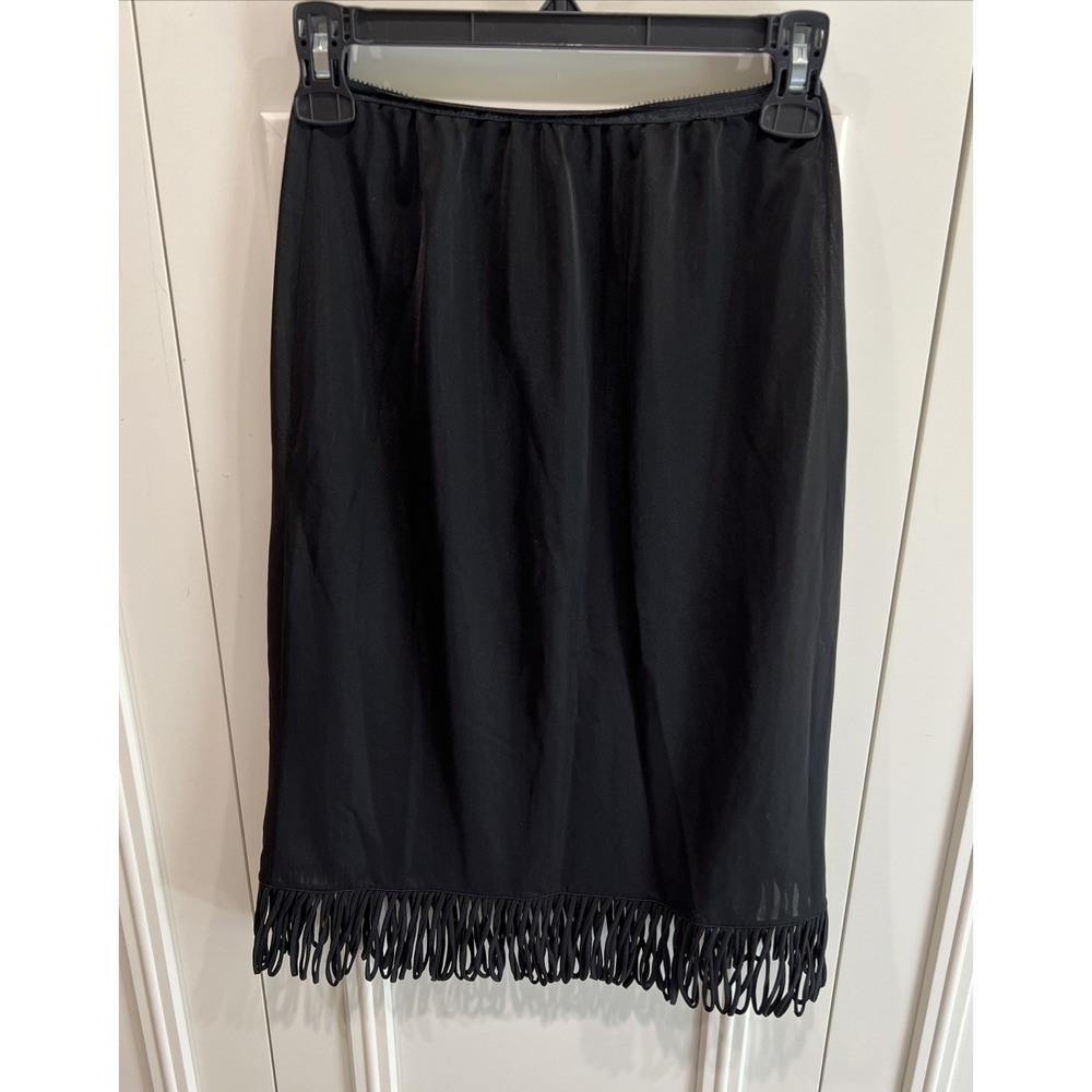 Vintage Eyeful By The Flaums Black Slip Fringe Whimsigoth Boho